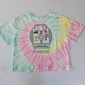 Polaroid Licensed Logo Top One Step 320‎ Land Camera Tie Dye T-Shirt Crop XL